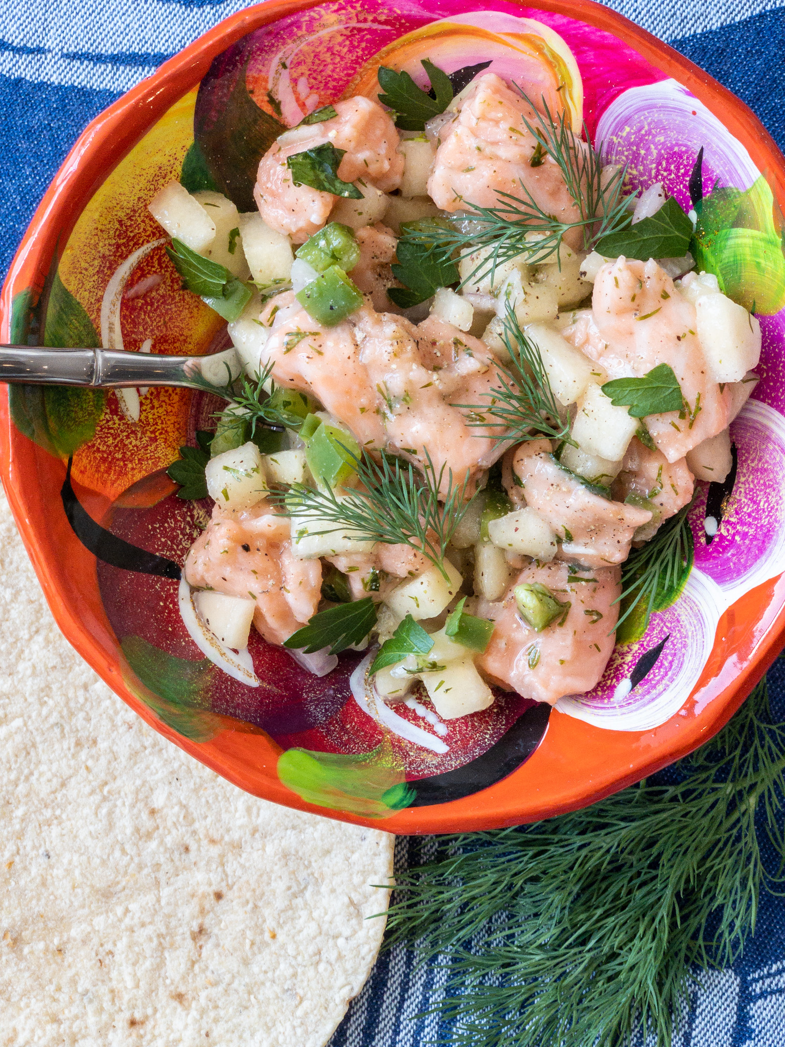 salmon apple ceviche