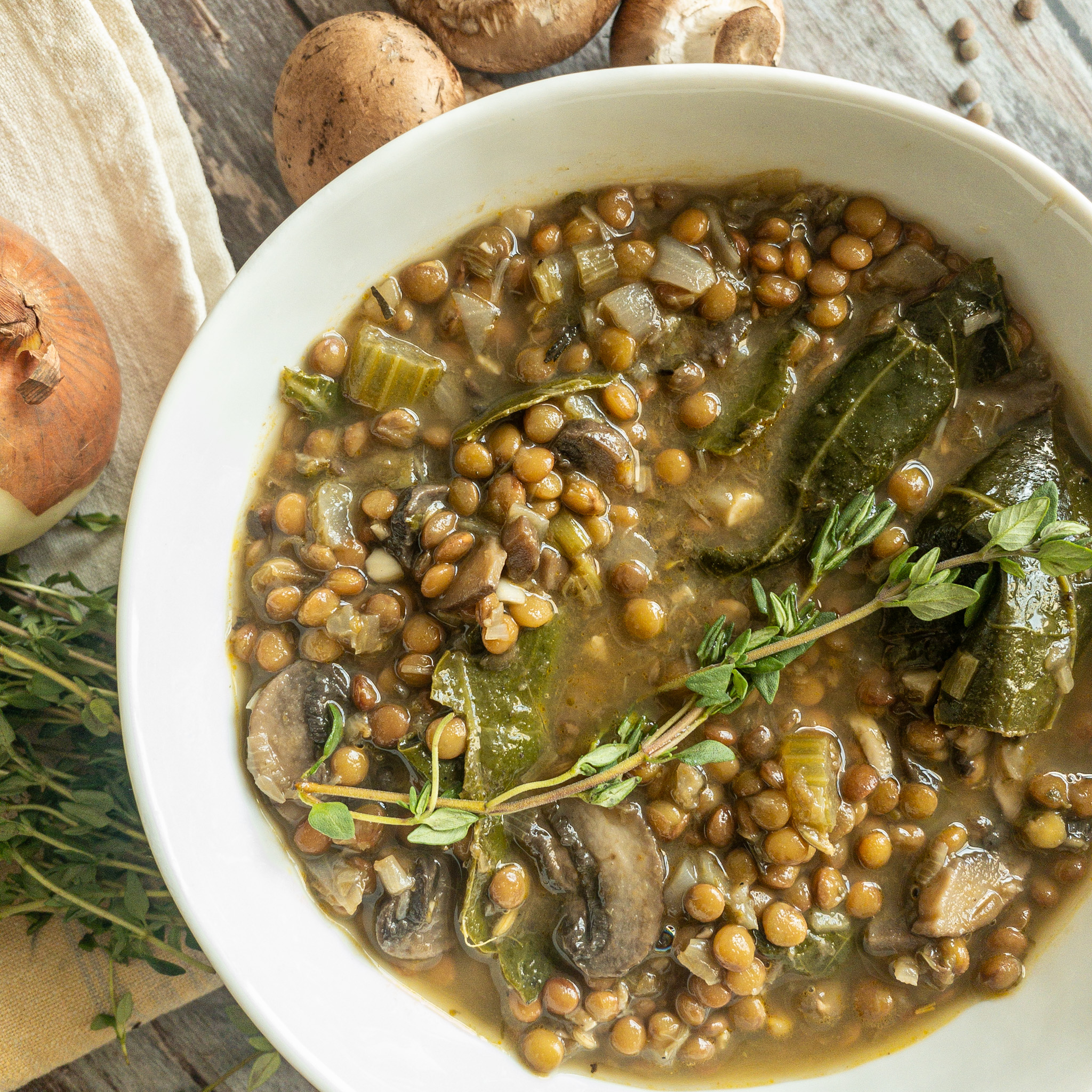 mushroom lentil soup